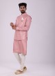 Peach Color Art Silk Nehru Jacket Set